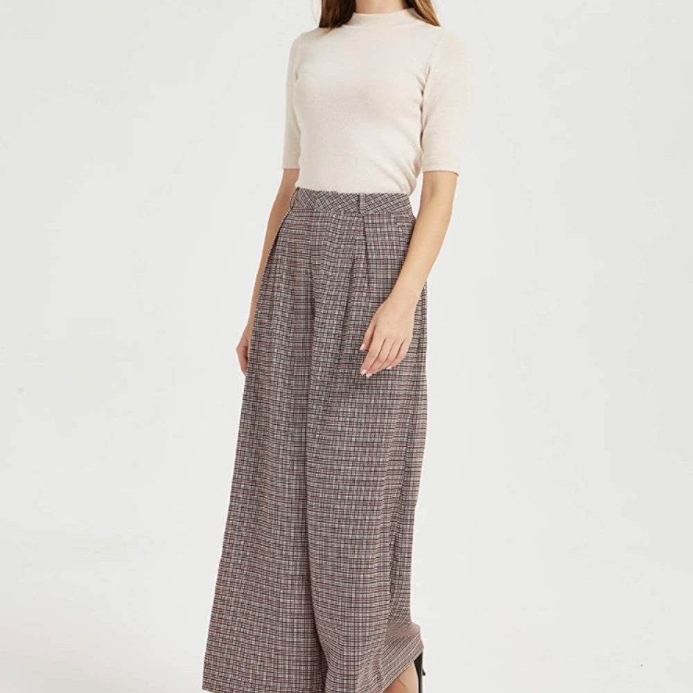 Tronjori Women High Waist Casual Wide Leg Long Palazzo Pants Trousers